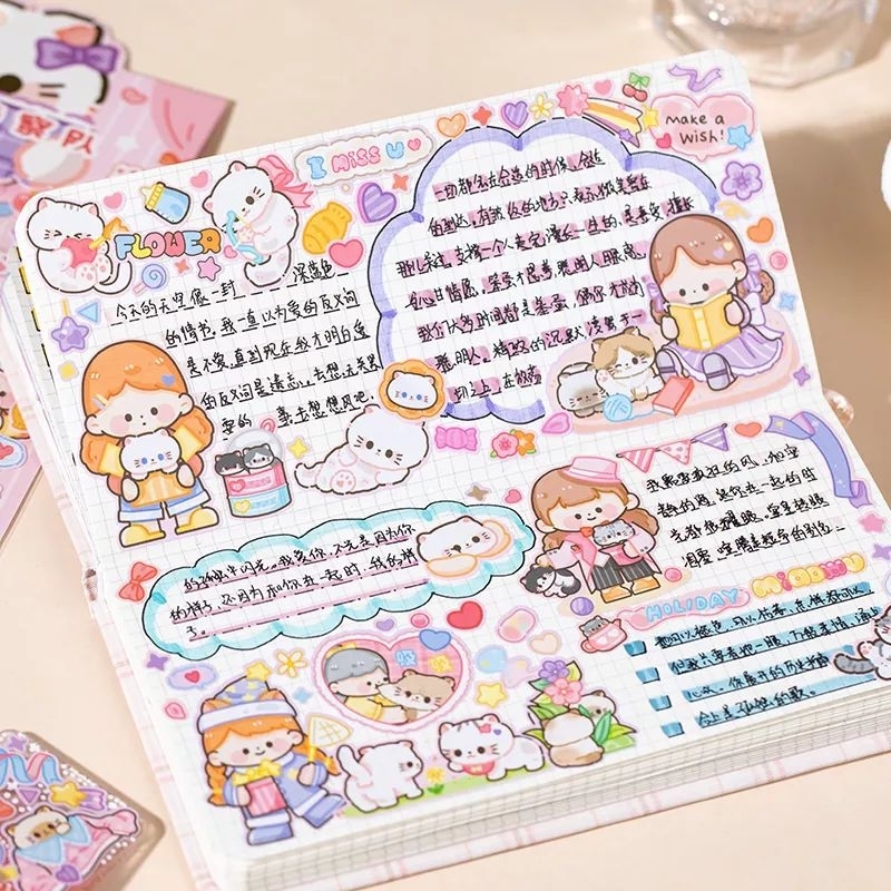 Chiết băng keo giấy Yuxian bé gái và mèo cute