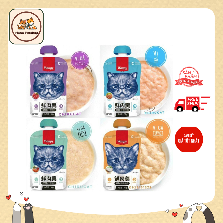 SOUP THƯỞNG CHO MÈO WANPY NẮP VẶN 90G - Súp Thưởng Cho Mèo Nắp Vặn Tiện Lợi