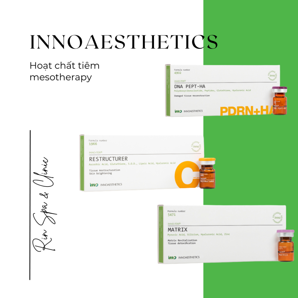 Hoạt chất tiêm meso Innoa - DNA,Hyaluronic,Vitamin,Restructurer,AKN,TIGF..căng bóng, trẻ hóa, trắng sáng