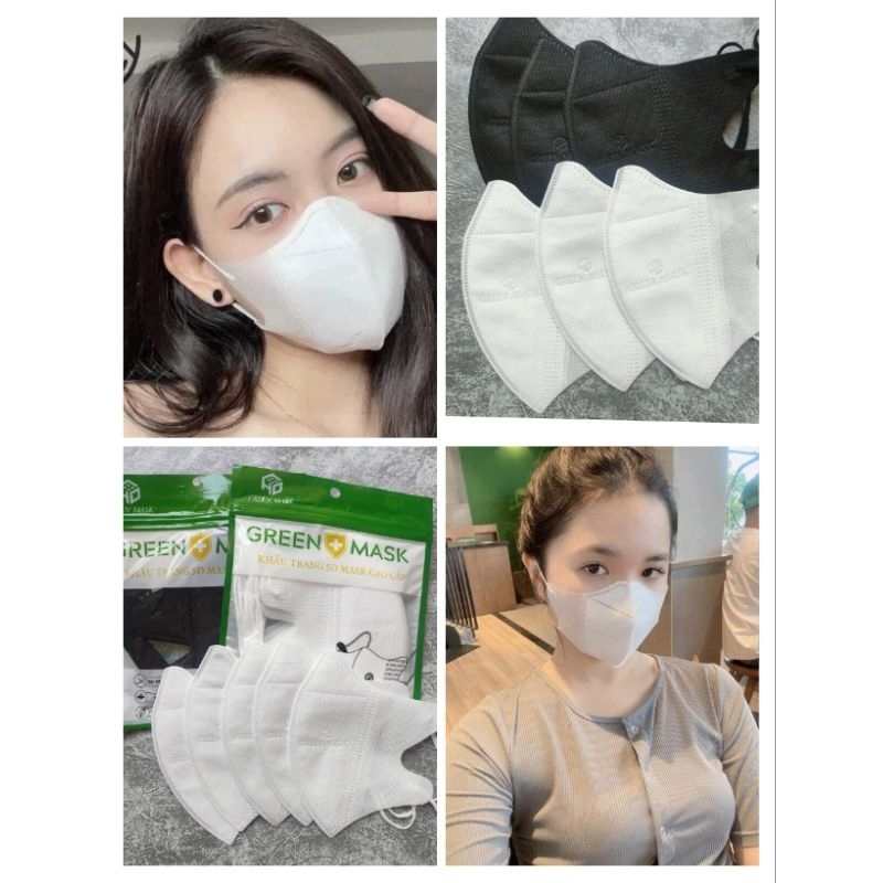 FREE 100C SHIP KHẨU TRANG Y TẾ 5D ÔM SÁT MẶT GREEN MASK CHÍNH HÃNG