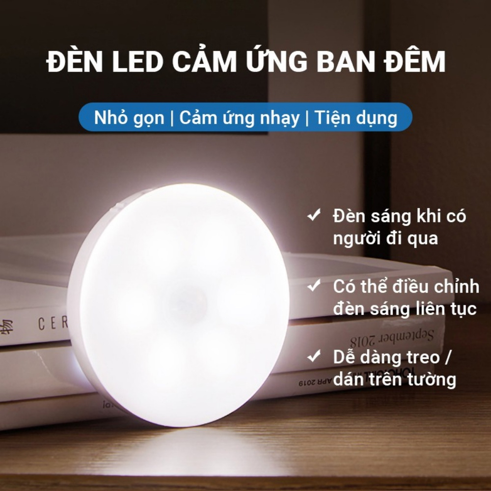 Đèn Led Cảm Ứng Thông Minh DCU01 Tự Động Sáng Dung Lượng Pin Lớn Nhỏ Gọn Dễ Di Chuyển Lắp Đặt Ánh Sáng Dịu Nhẹ