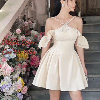 (ĐEN, KEM) Đầm BIGSIZE tiểu thư, gọn dáng (CÓ VIDEO MẪU MẶC) - D65 - Ú XINH STORE  (Đầm Đũi Ý)