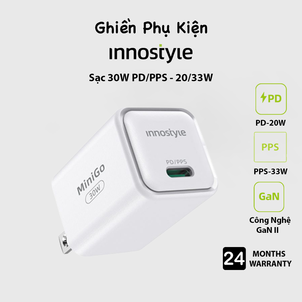 Củ Sạc Nhanh Innostyle Minigo GAN II 30W PD/PPS Dành Cho iPhone 14/13/12 Series