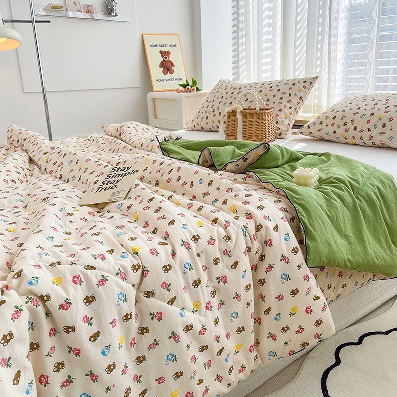 Chăn Hè Cotton Đũi Chuẩn Loại 1 Ruột Xơ Đậu Nành Kích Thước 2mx2m3