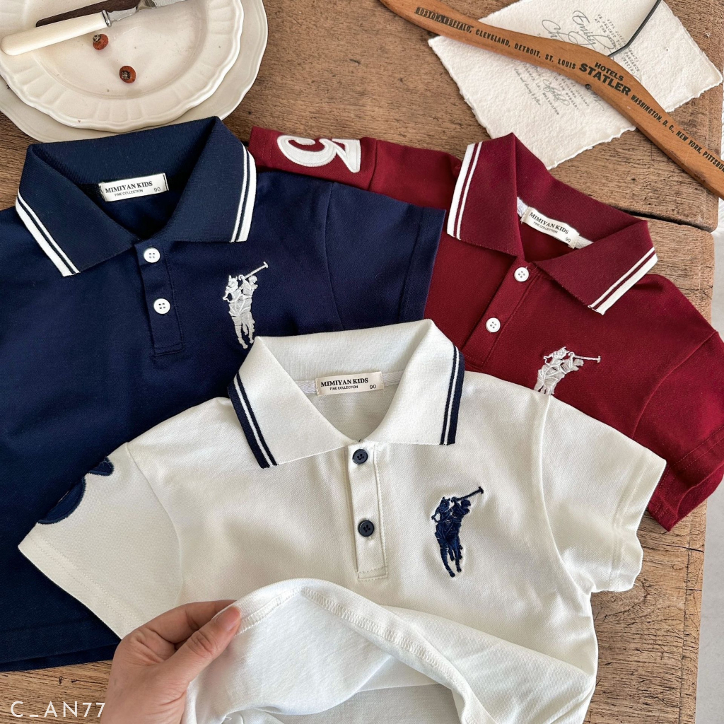 Áo polo cho bé trai EMBES KIDS, áo polo trẻ em 11kg đến 31kg