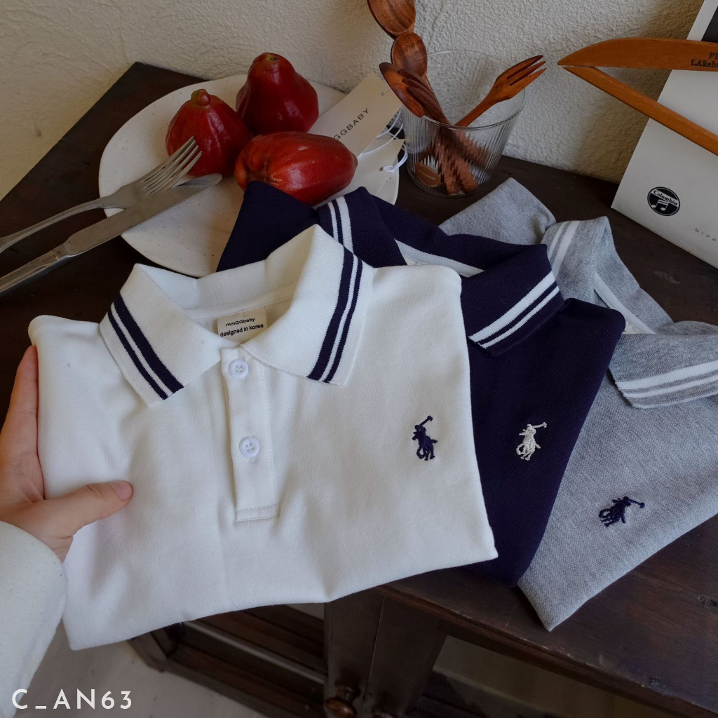 Áo polo cho bé trai EMBES KIDS, áo polo trẻ em 11kg đến 31kg