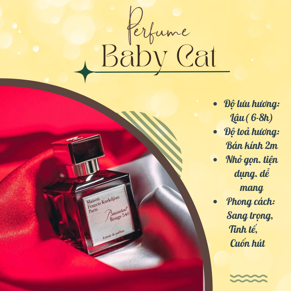 Nước hoa nữ maison mfk baccarat rouge 540 extrait de Parfum dạng chiết 10ml-Babycat Store