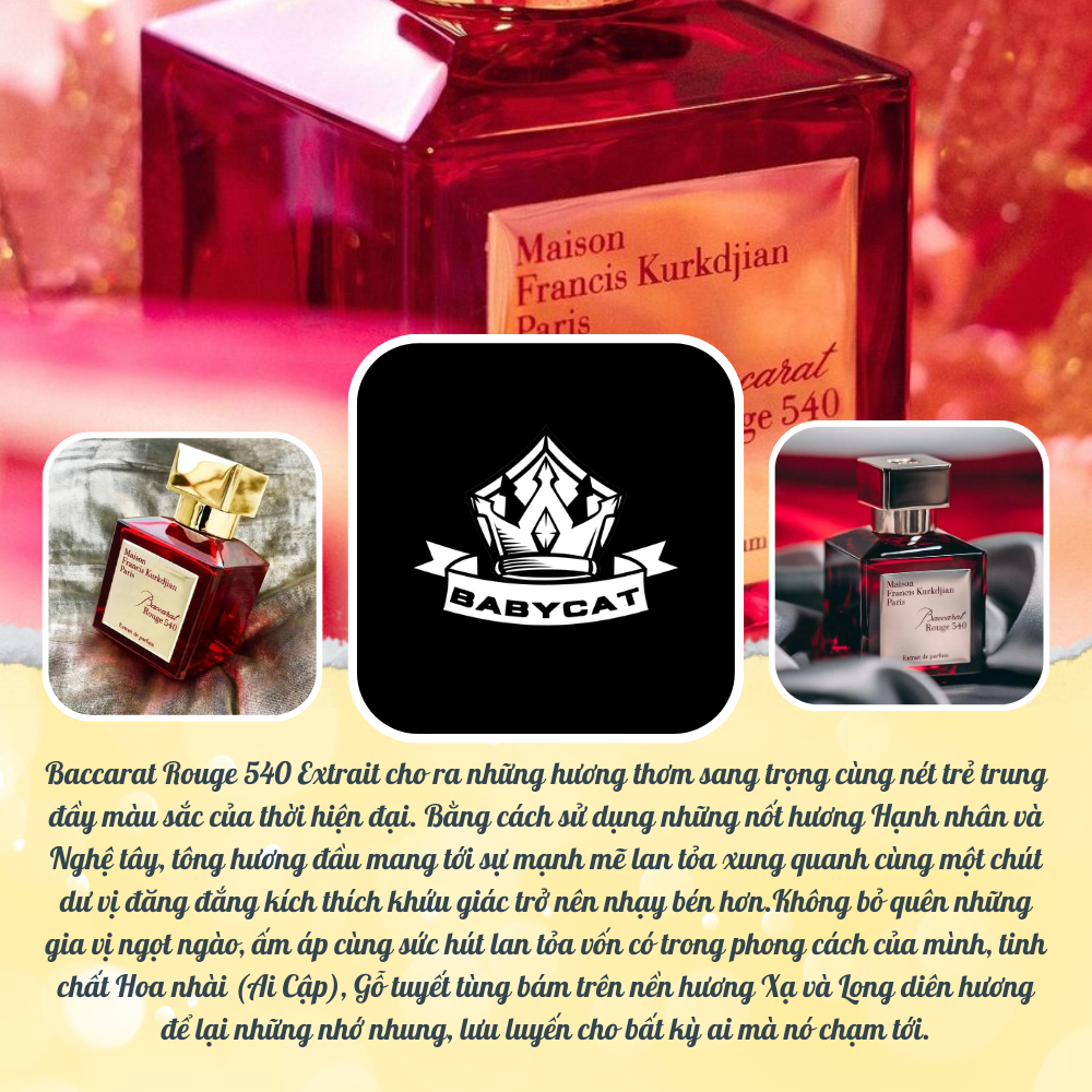 Nước hoa nữ maison mfk baccarat rouge 540 extrait de Parfum dạng chiết 10ml-Babycat Store