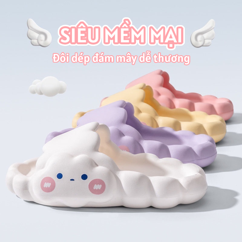 Dép quai ngang nam nữ chống trượt Đế Bánh Mì hình Đám Mây siêu dễ thương