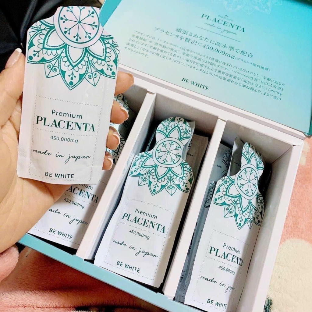 Nhau Thai Ngựa Đua Tổ Yến Be White Premium Placenta 450.000mg Nhật Bản Hộp 30 gói x 20 ml