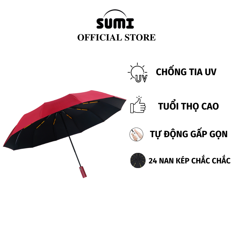 Dù Che Mưa SUMI Vải Chống Thấm 2 Lớp Gấp Gọn Tự Động Đóng Mở Thông Minh