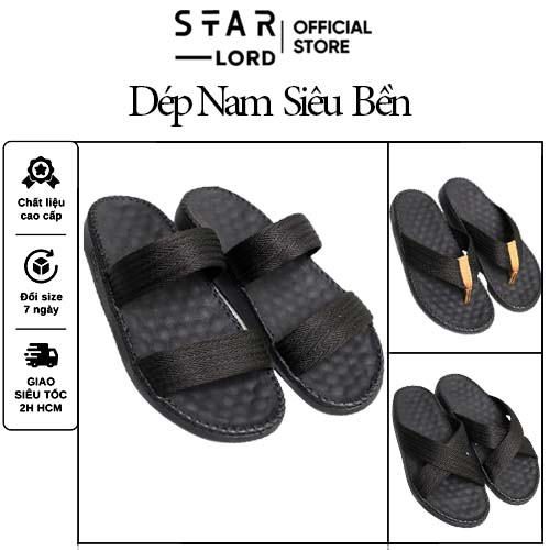 Dép nam quai vải dù StarLord SL1155 màu đen siêu bền, Dép sandal nam thời trang