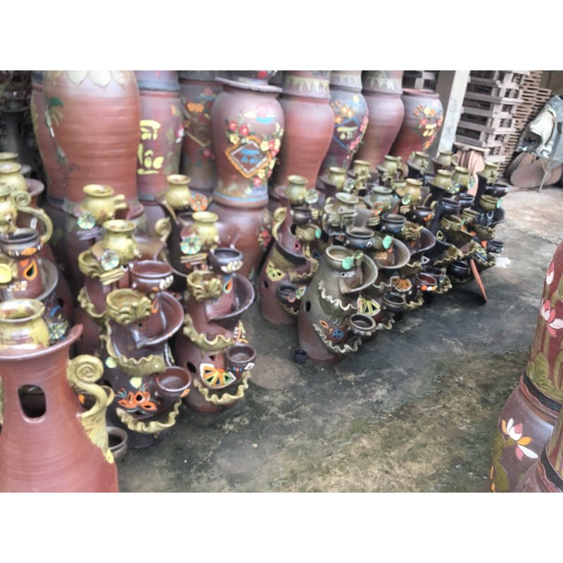 Thác nước phong thuỷ cao 84cm - Gốm phù lãng