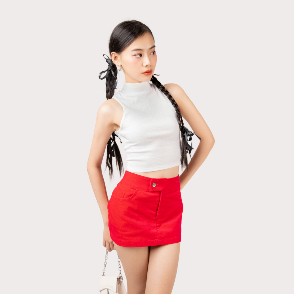 Chân váy nữ vải nhung TOPTIFY kiểu hạ eo cá tính Sallie Mini Skirt TVV07