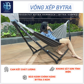 Võng xếp Bytra khung sắt sơn tĩnh điện cao cấp hàng xuất khẩu ( bao gồm khung võng da chứng năn + lưới võng nằm canvas )