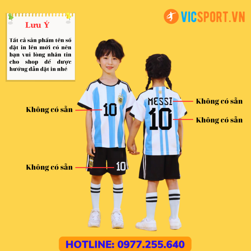 Quần Áo Đá Banh Trẻ Em, Áo Đá Bóng Đội Tuyển ARGENTINA Mới Nhất Siêu Thoáng Mát - Vicsport