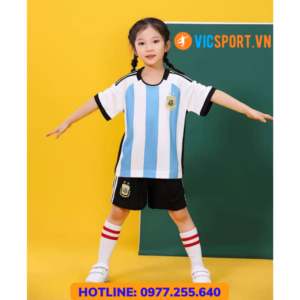 Quần Áo Đá Banh Trẻ Em, Áo Đá Bóng Đội Tuyển ARGENTINA Mới Nhất Siêu Thoáng Mát - Vicsport