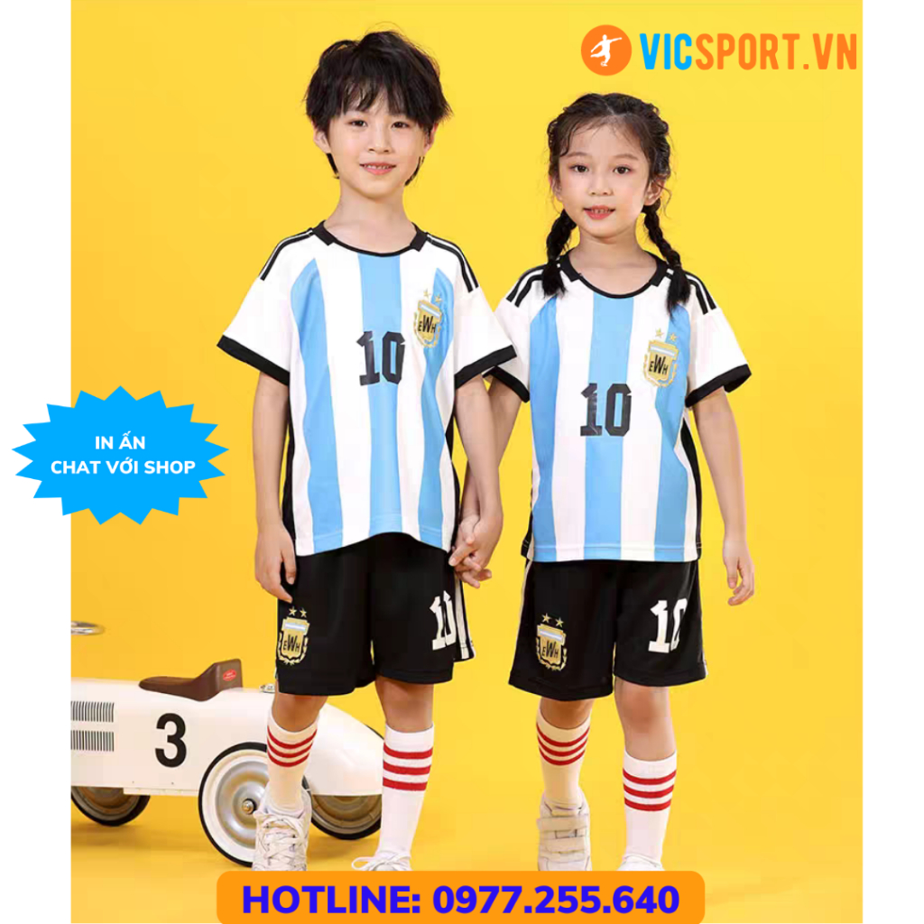 Quần Áo Đá Banh Trẻ Em, Áo Đá Bóng Đội Tuyển ARGENTINA Mới Nhất Siêu Thoáng Mát - Vicsport