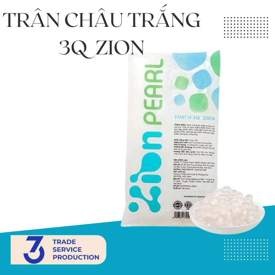 Trân Châu Trắng 3Q Zion Giòn Giòn Bịch 2Kg