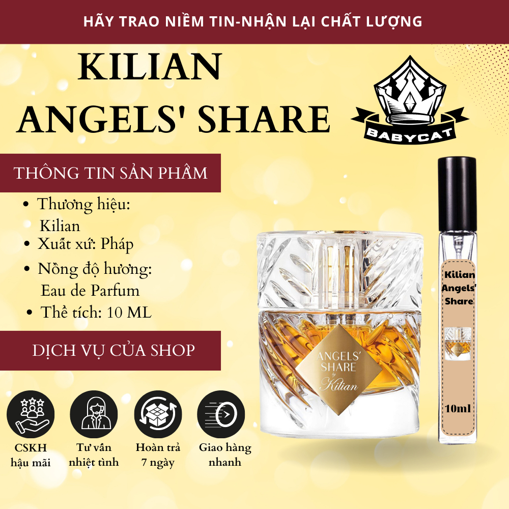 Nước hoa nam nữ Kilian Angels’ Share chiết 10ml sang trọng, cuốn hút, tinh tế-Babycat Store