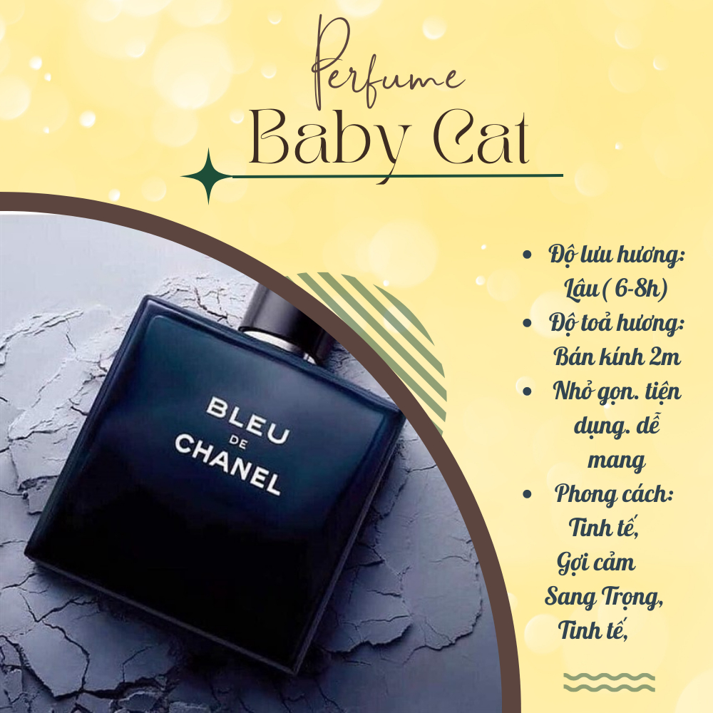 Nước hoa nam Bleu.De.Chanel.EDP chiết 10ml dầu thơm mạnh mẽ, nam tính, sang trọng- Babycat Store