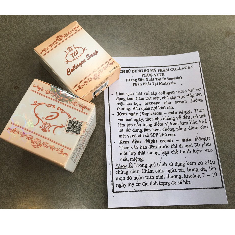 Combo serum và Bộ kem colagen Plus Vit e