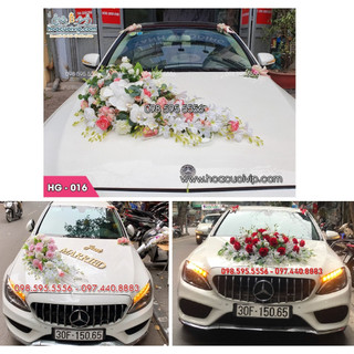 Hoa lụa trang trí xe cưới, hoa lụa xe cưới đẹp, hoa lụa giả - hoa đầu xe - nhiều mẫu , tặng 8 nơ