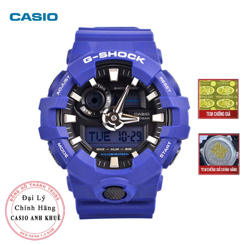 Đồng hồ Casio G-Shock Nam GA-700-2ADR dây vỏ xanh cỡ mặt 53mm