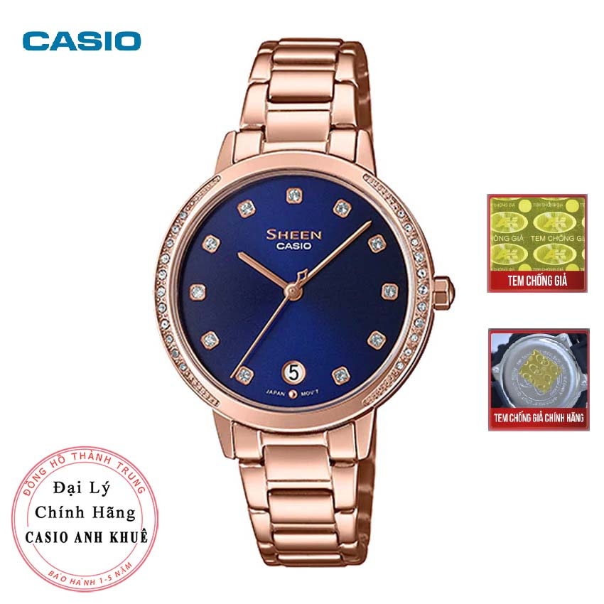 Đồng Hồ Casio Nữ Sheen SHE-4056PG-2AUDF đính pha lê cao cấp