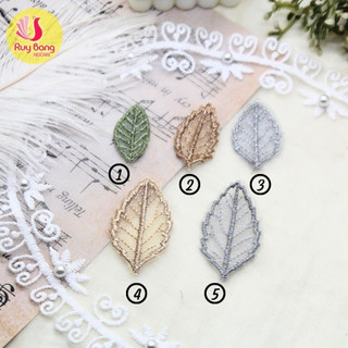 Lá ren thêu viền bô đê, lá vải đính váy áo, nguyên liệu may mặc, phụ liệu handmade