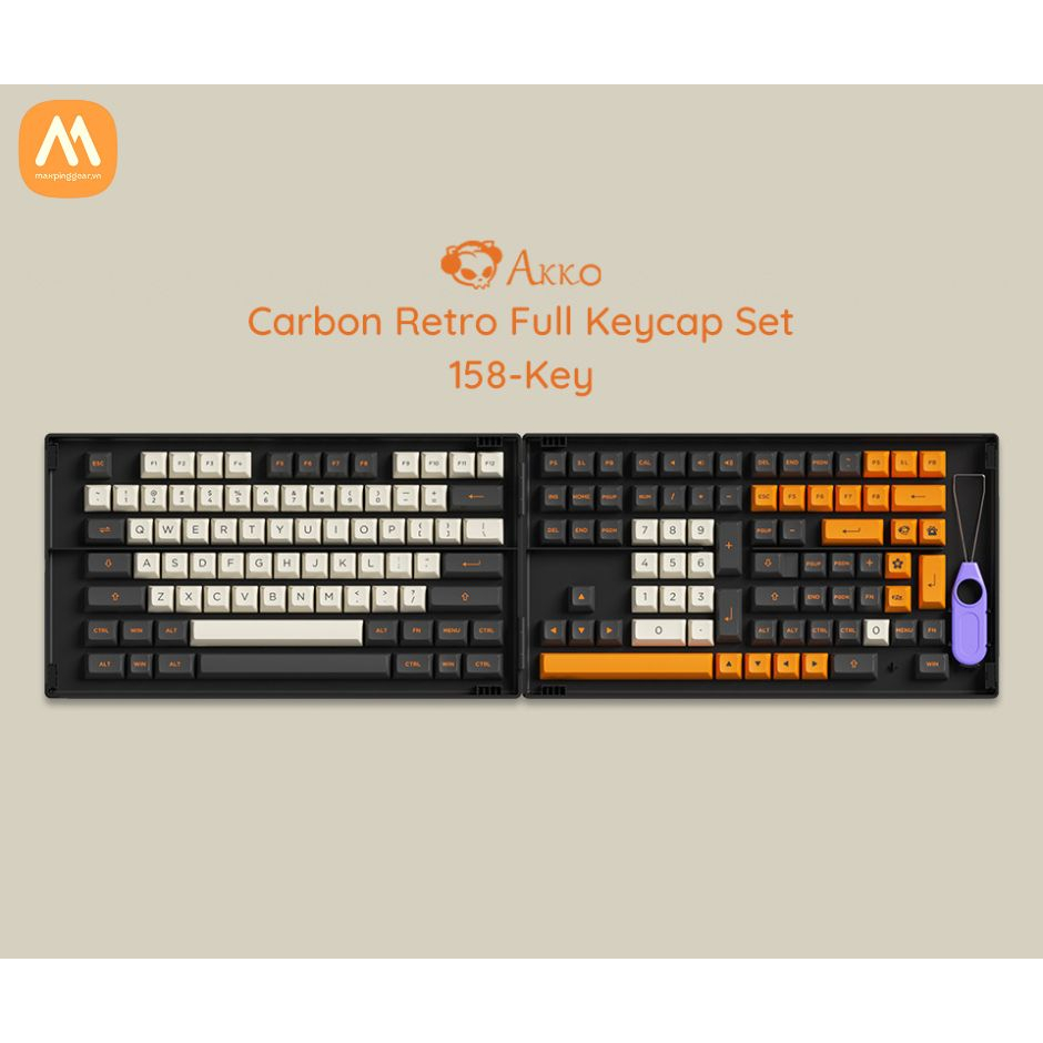 Nút Bàn Phím AKKO Keycap set – Carbon Retro (PBT Double-Shot/ASA profile/158 nút)