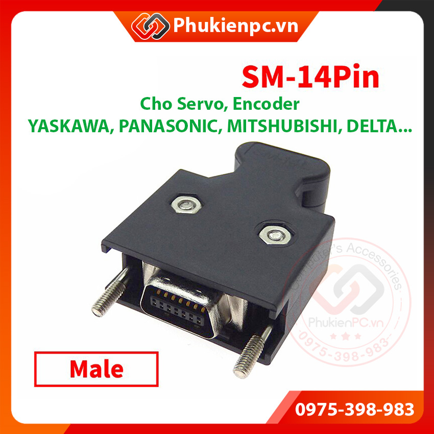 Đầu hàn cáp SCSI SM-14P Servo encoder cho máy công nghiệp. Tạo cáp kết nối encoder từ motor đến Driv