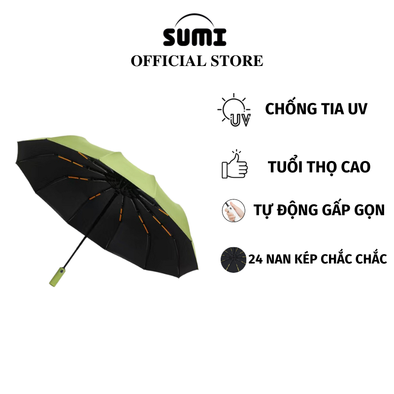 Dù Che Mưa SUMI Tự Động Đóng Mở 2 Chiều 12 Nan Tán Rộng Chắc Chắn Chống Tia Uv