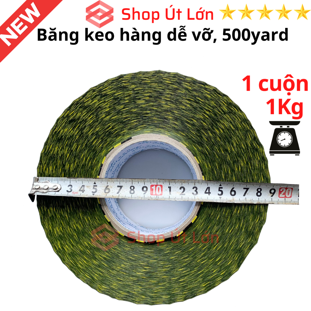 1 Cuộn băng keo hàng dễ vỡ 500yard, nặng 1kg, rộng 4,7cm, lõi giấy 5mm