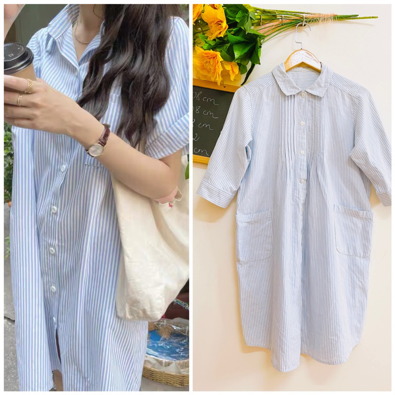 [FREESIZE, BIGSIZE] Đầm Sơ Mi Xô Nhật, Cúc Cài Kiểu, 2hand