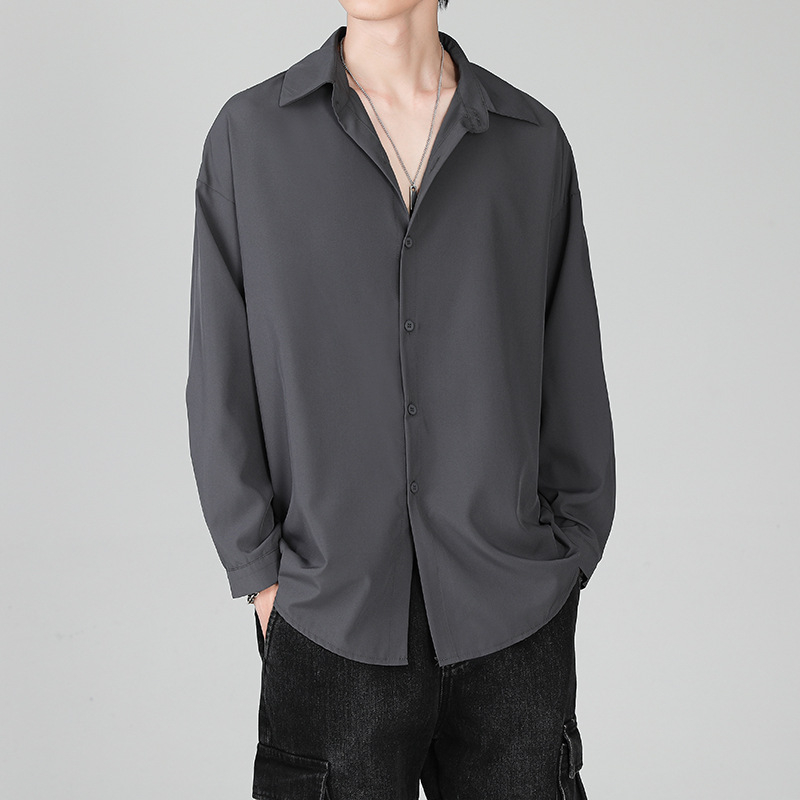 Áo sơ mi nam Giá Xưởng dài tay vải lụa trượt, form rộng 4 màu Xanh, Trắng, Đen, Ghi Pastel Premium JS0101