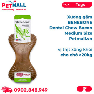 Xương gặm BENEBONE Dental Chew Bacon Medium Size cho chó >20kg - vị thịt xông khói Petmall