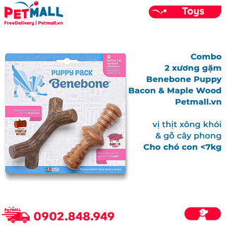 Combo 2 xương gặm Benebone Puppy Bacon & Maple Wood cho chó con <7kg - Vị thịt xông khói & gỗ cây phong Petmall