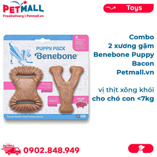 Combo 2 xương gặm Benebone Puppy Bacon cho chó con <7kg - Vị thịt xông khói, nhập USA Petmall