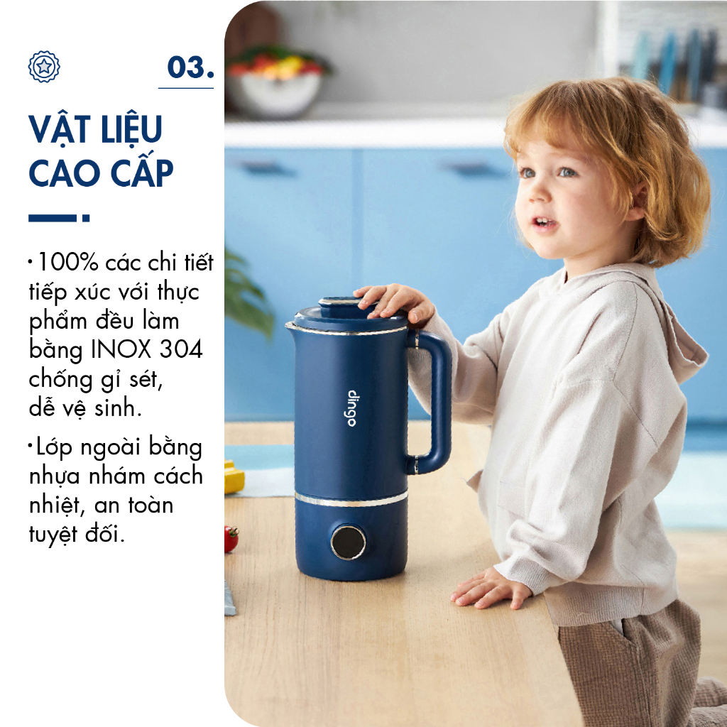 Máy làm sữa hạt mini Dingo DCB600, DCB500 - máy xay nấu đa năng Dingo bảo hành 24 tháng, lỗi 1 đổi 1 -  ATN PRO