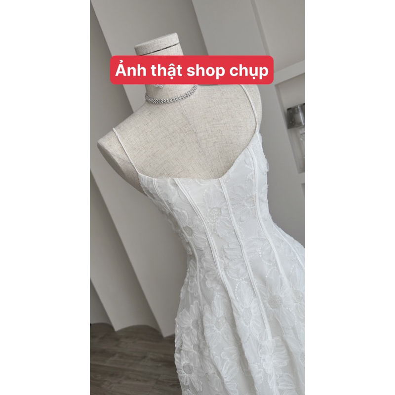 Đầm maxi ren 2 dây kim sa