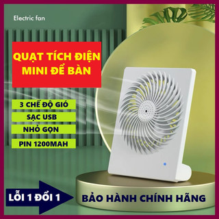 Quạt tích điện để bàn, quạt mini không dây sạc pin USB có 3 tốc độ gió, pin 1200mAh