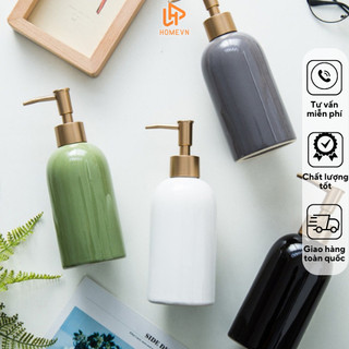 Bình Sứ Đựng Dầu Gội Sữa Tắm, Chai Đựng Nước Rửa Tay Cao Cấp 350m