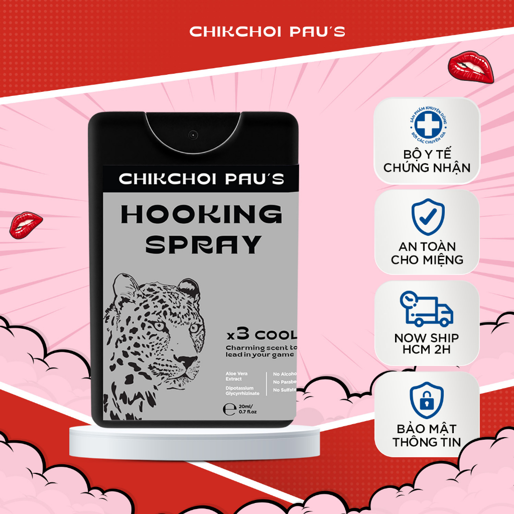 Xịt tăng lực CHIKCHOI PAU'S the mát x3 Cool Men xịt lạnh gấp 3 lần hương thơm chocolate+cafe 20ml