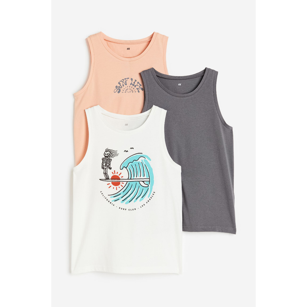 SET 3 ÁO BA LỖ BÉ TRAI - H&M - CHẤT THUN COTTON MỀM, MÁT
