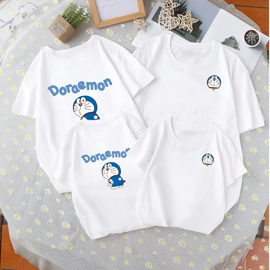 Áo thun gia đình mẫu Doremon - áo thun cho bé, cặp đôi vải Cotton mềm mịn, thoáng khí