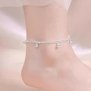 Lắc chân xi bạc treo chuông lục lạc trắng sáng phụ kiện trang sức hot trend hàn quốc - shop kỳ lân