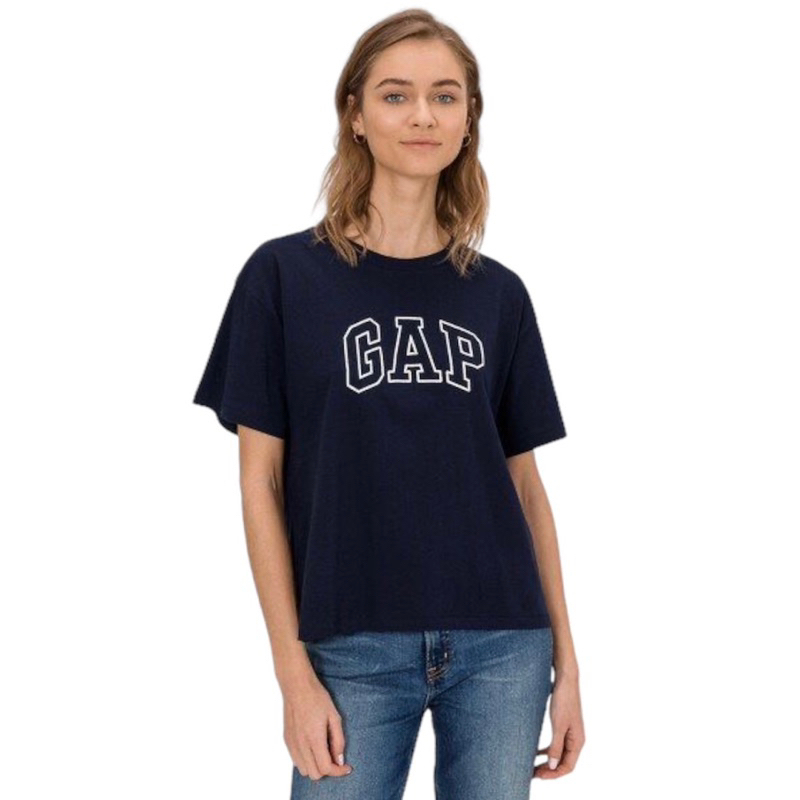 Áo thun nữ croptop lửng in chữ GAP