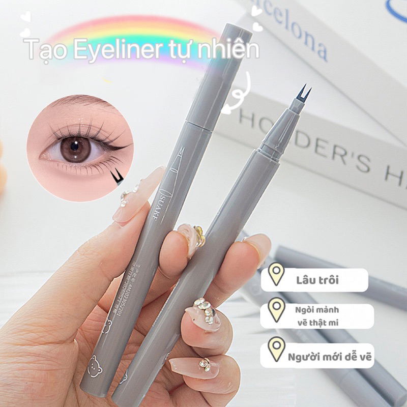 Bút Kẻ Mi Dưới 2 Ngòi SUAKE Thiết Kế Đầu Mảnh Đều Mực Bền Màu Lâu Trôi Chống Nước(ảnh thật shop test)