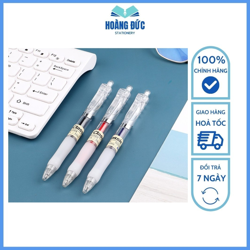 Bút bi nước bấm BaoKe F35, ngòi 0.5mm, Ruột thay A35 - Hoàng Đức